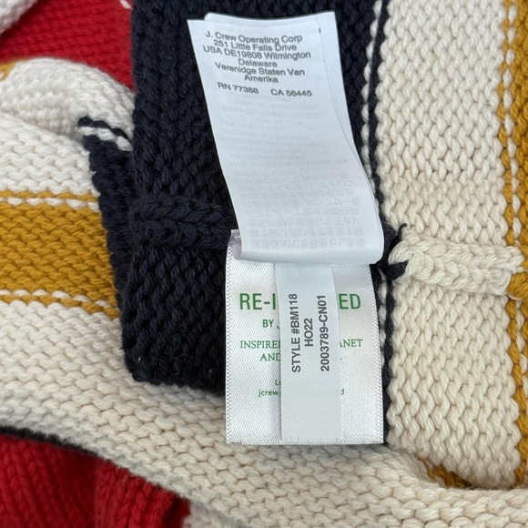 J Crew Heritage Cotton Roll Neck Sweater Mens L Stripe Pullover BM118 Chunky - Picture 5 of 9